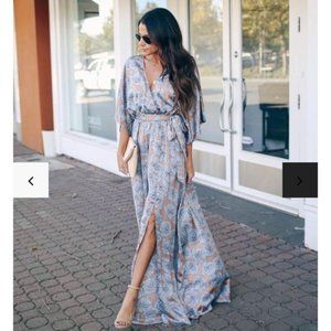 VICI Crack Of Dawn Floral Kimono Maxi Dress
